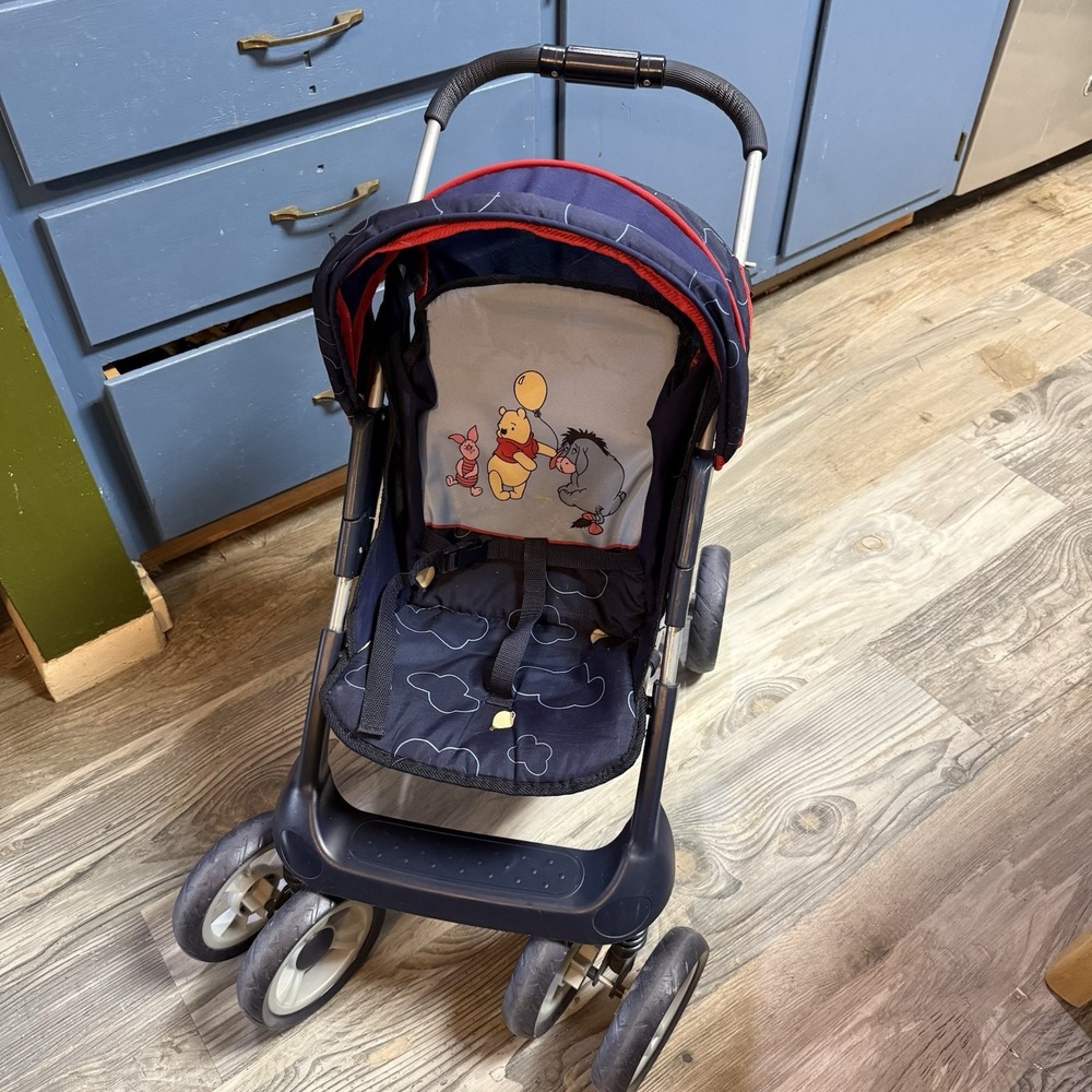 VTG Disney WINNIE THE POOH Doll Stroller by‎ HAUCK Folds Down